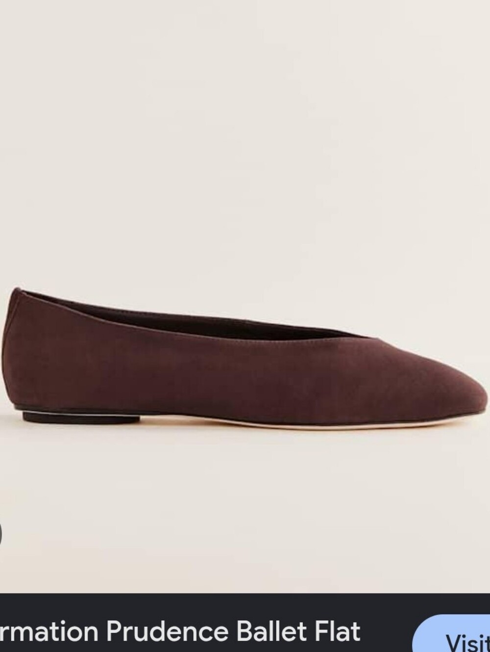 Reformation Prudence Ballet Flat - Brown Suede - Size 7